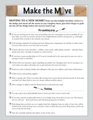 Make Moving Easier - Printable Move Checklist