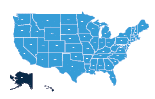 Map of the United States with Hawaii and Alaska highlighted