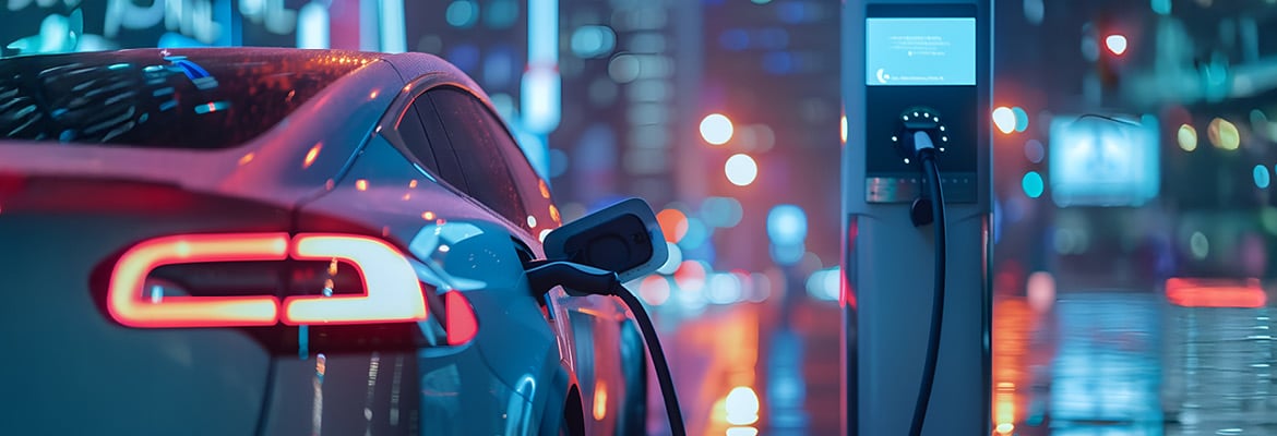 Electric vehicle being charged
