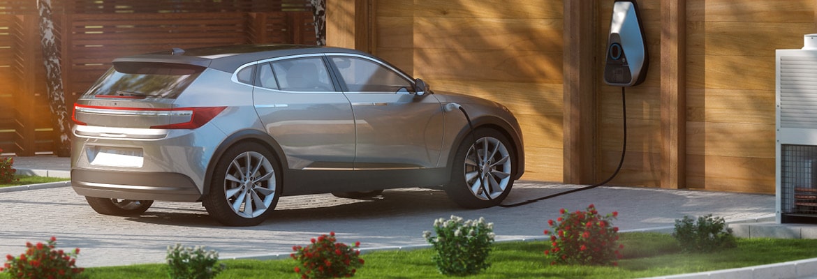 Recently purchased electric vehicle using home charging station.