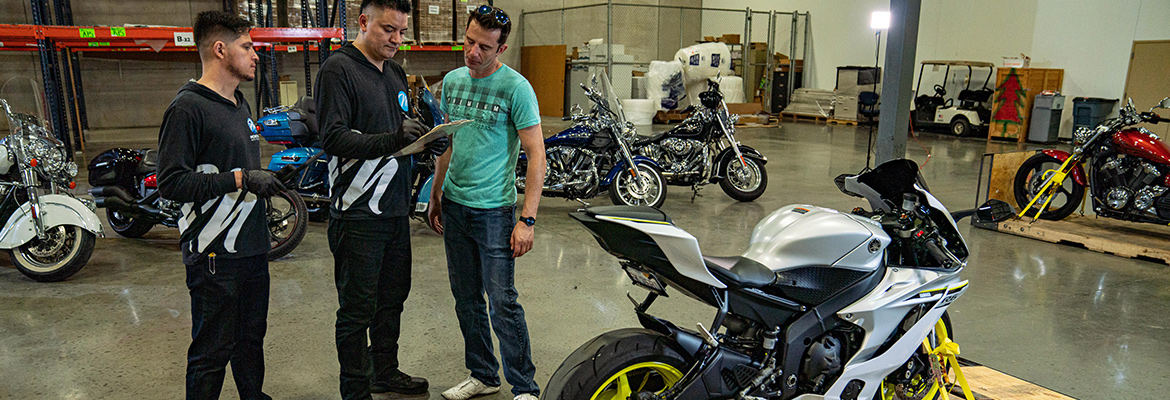 Man works with two Montway brokers to ship his motorcycle.